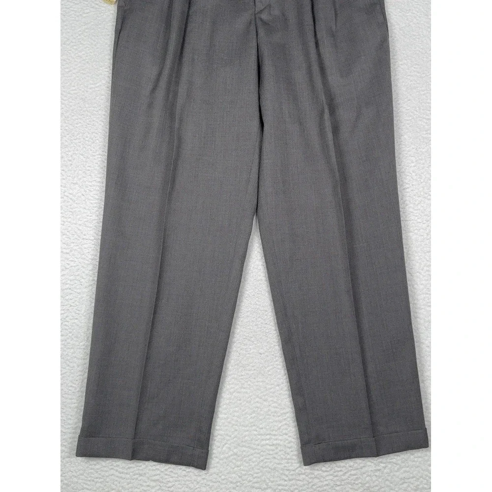 NEW LEVI'S SLATES Original Fit Pleated Cuffed Trouser Pants Gray Wool - 34x29